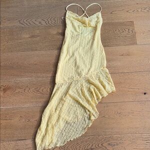 Fashion Nova Yellow Lace Midi Dress